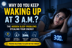 Woman awake at 3 a.m. struggling with nighttime awakenings and sleep problems